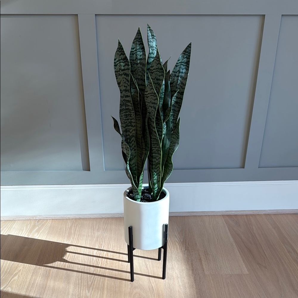 Modern Black and White Planter with Stand
